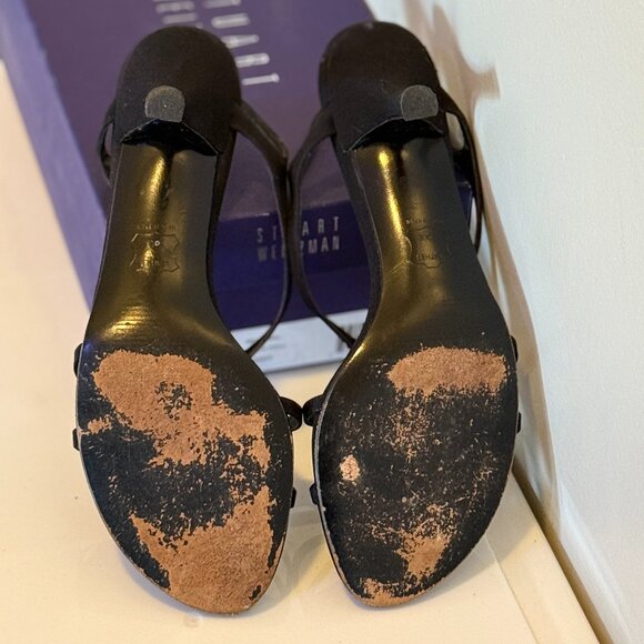 Stuart Weitzman Black Suede Strappy Low Heel - Size 8.5 - Picture 4 of 4